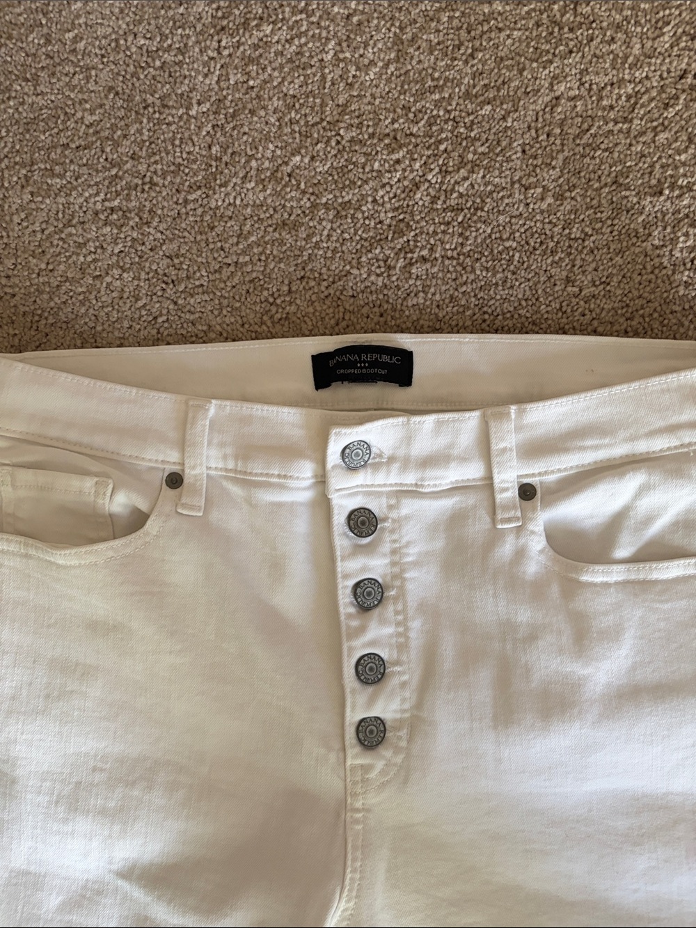 Banana Republic Women’s White Button-Fly cropped bootcut Jeans 12 inseam 26 - Picture 3 of 6